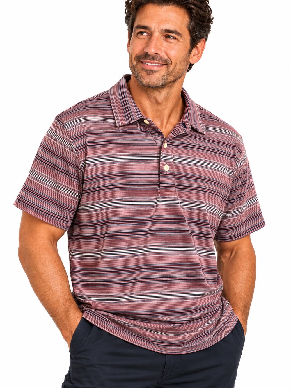 Jos. A. Bank Men’s XL Tailored Fit Striped Polo Shirt 100% Cotton